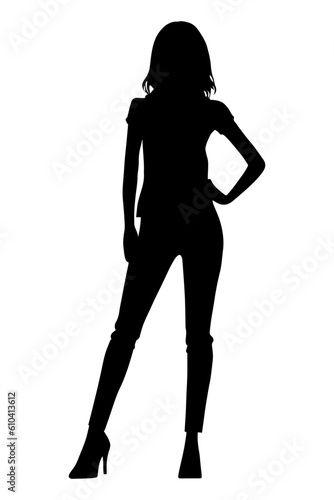 Woman silhouette wearing casual clothes isolated on white background