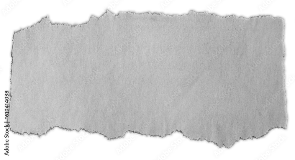 One piece of ripped paper on white One piece of ripped paper on white