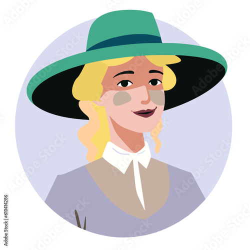 a fair lass in green hat vector illustration