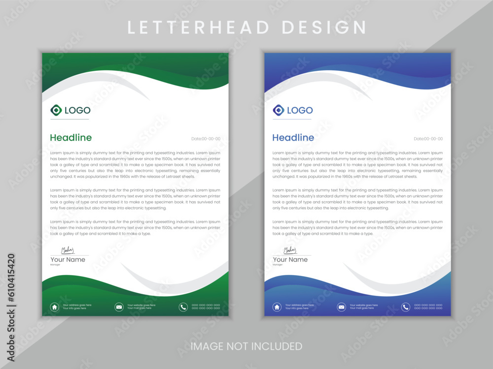  Modern business and corporate letterhead template design.