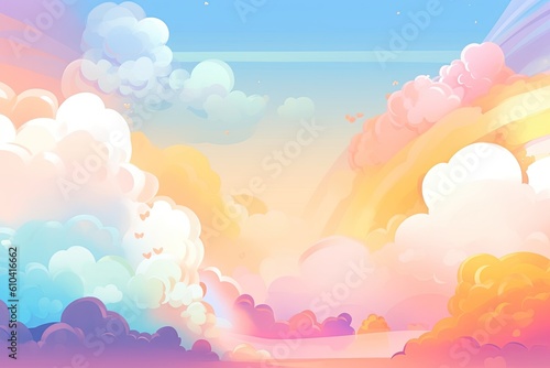 Background with the sun and clouds with a pastel colored. Generative AI