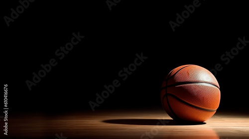 Basketball on dark background, close-up,  space for wallpaper.