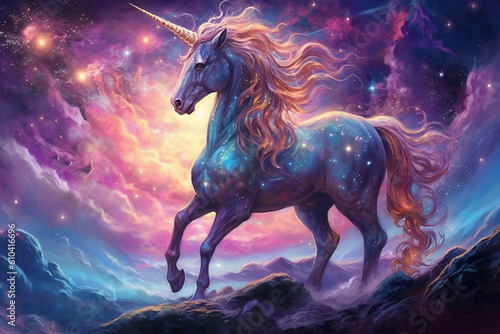 Magical cute unicorn Ai generative