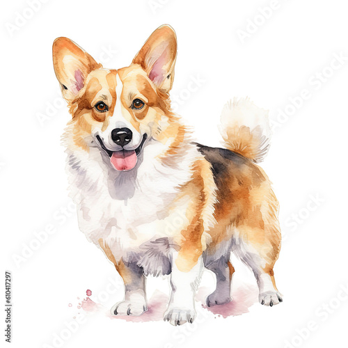 Cute corgi dog. Illustration AI Generative.