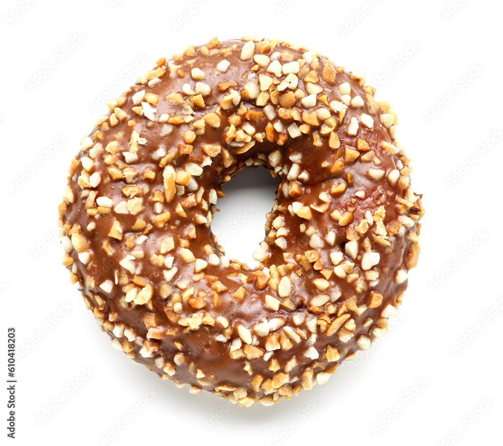Sweet chocolate donut on white background Sweet chocolate donut on white background