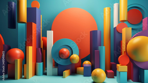3d render of a render circles and balls