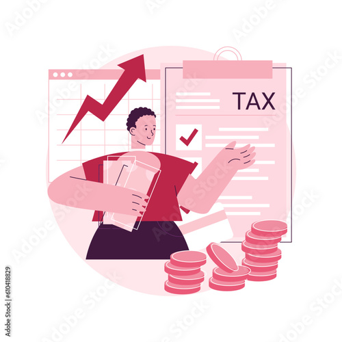 Taxable income abstract concept vector illustration. Taxable earnings calculation, tax preparation, accounting service, fiscal year, company income, corporate accountancy abstract metaphor.