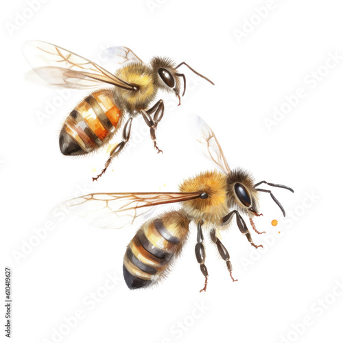 Honey bee isolated. Illustration AI Generative.