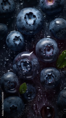 Fresh Organic Bilberry Berry Photorealistic Vertical Background. Healthy Vegetarian Diet. Ai Generated Lifelike Background with Delicious Juicy Bilberry Berry. Generative AI