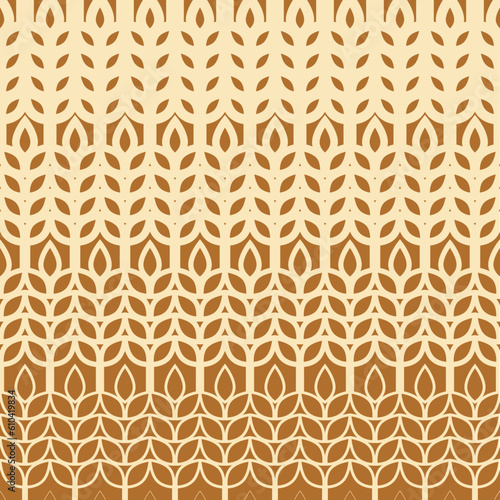 Ear of malt, corn, wheat seamless pattern. Repeating golden agriculture fiber. Repeated gold whole grains shape for decoration design prints. Repeat flat spikelet. Wheat ears. Vector illustration