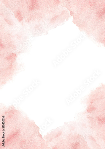 Watercolor template. Hand-drawn pink watercolor splashes on a white background. Perfect for save the date, wedding invitations, postcards, banners, logo