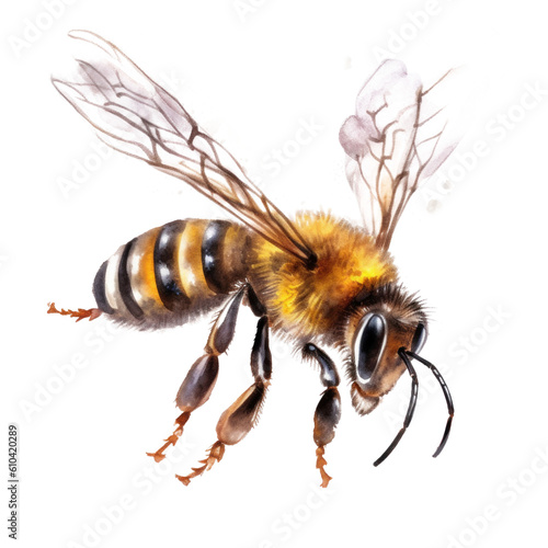 Honey bee isolated. Illustration AI Generative.