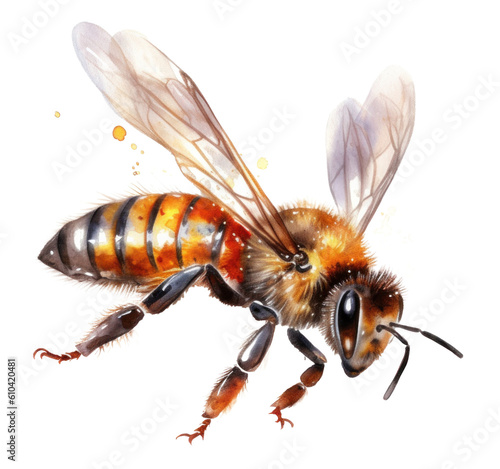 Honey bee isolated. Illustration AI Generative.