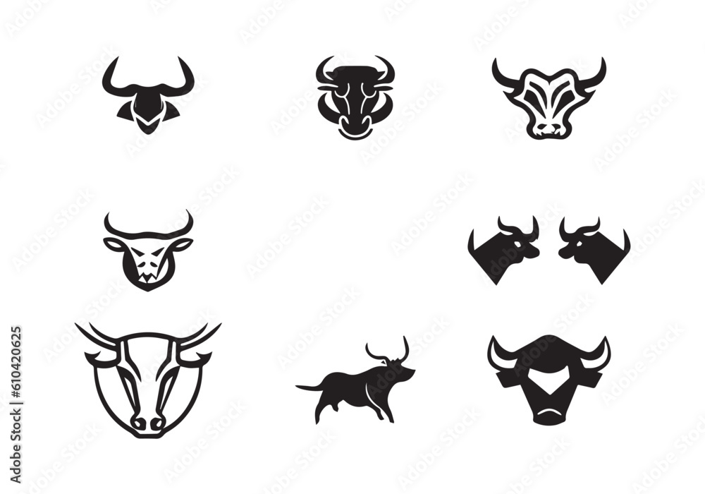 minimal style bull LOGO design illustration and white background minimal style bull LOGO design illustration and white background