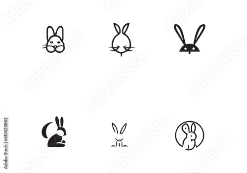 minimal style rabbit LOGO design illustration and white background eps file