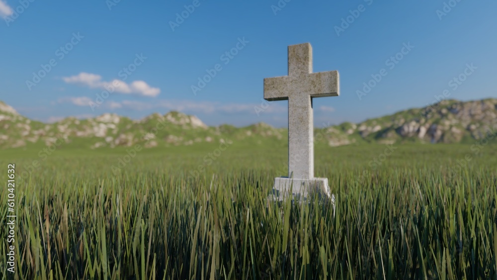 stone cross the meadow