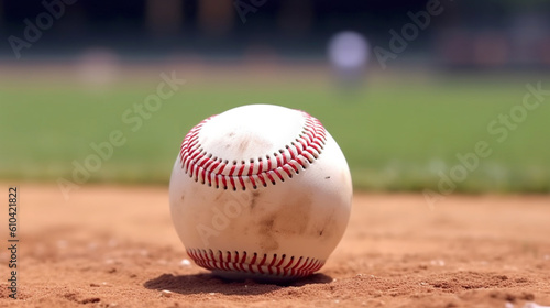Baseball close up near third base Generative AI