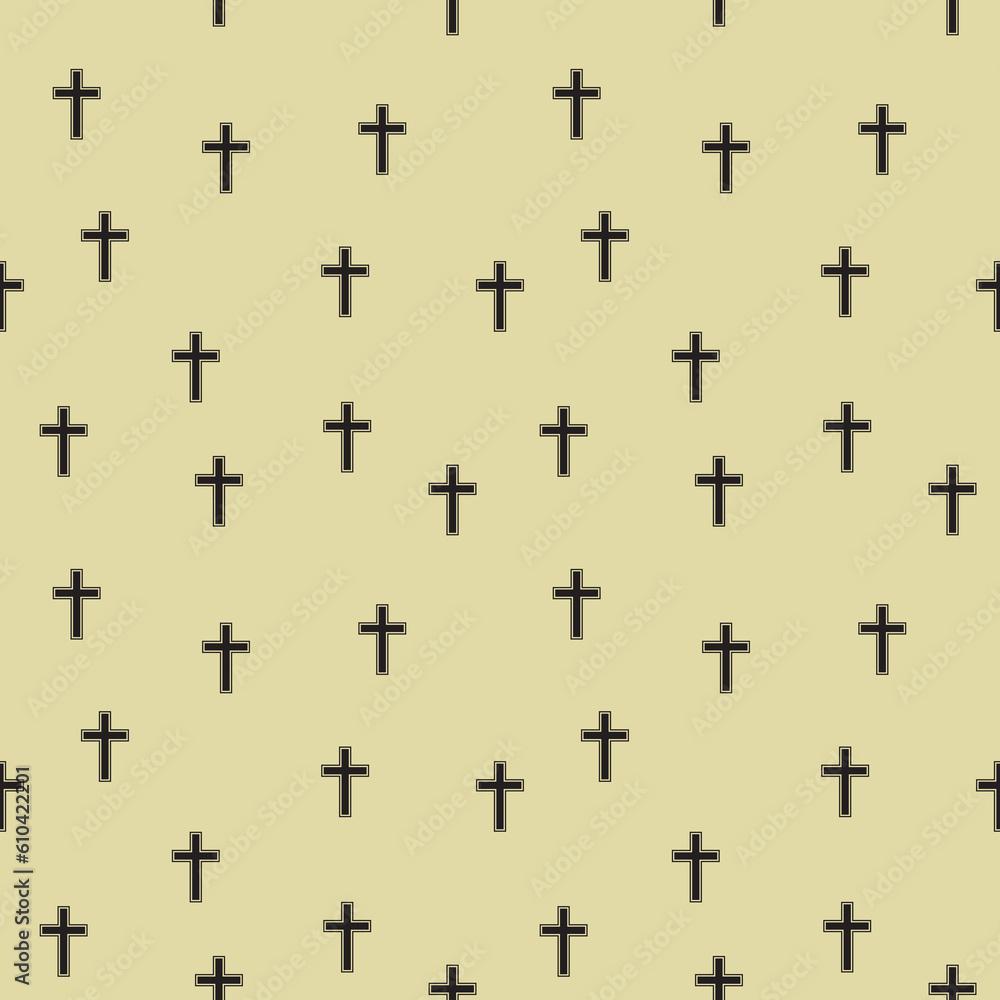 Catholic cross seamless pattern in black color Catholic cross seamless pattern in black color