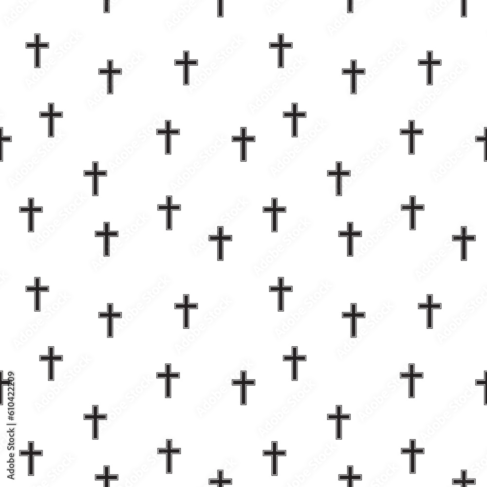 Catholic cross seamless pattern in black color