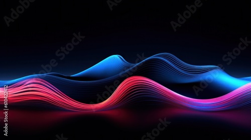 3d light wave with lights, in the style of dark sky-blue and crimson, speed a...