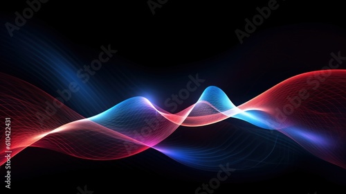 3d light wave with lights, in the style of dark sky-blue and crimson, speed a...