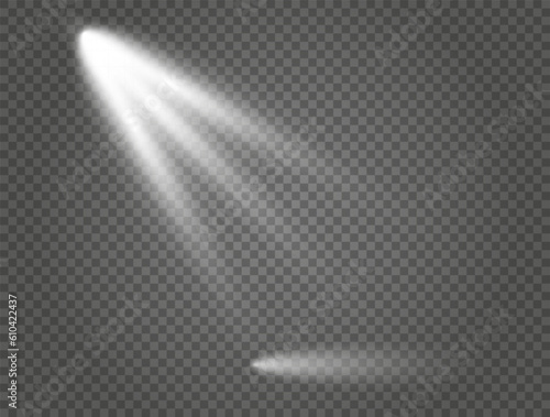 White scene on with spotlights. Measure of action. Vector illustration.