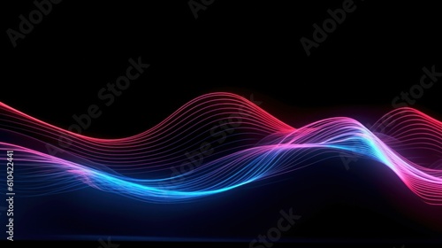 3d light wave with lights, in the style of dark sky-blue and crimson, speed a...