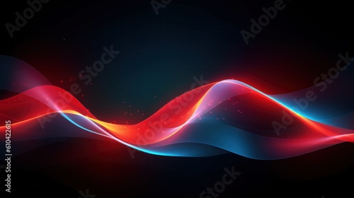 3d light wave with lights, in the style of dark sky-blue and crimson, speed a...
