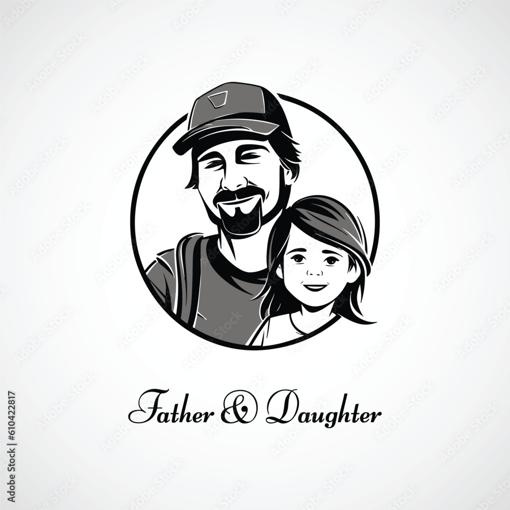 Father's Day Vector, Father and Daughter Icon