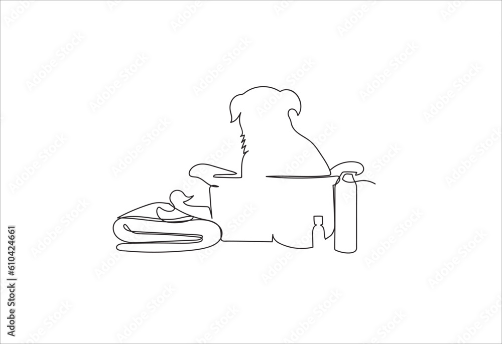 Drawing of Dog bath vector illustration Drawing of Dog bath vector illustration
