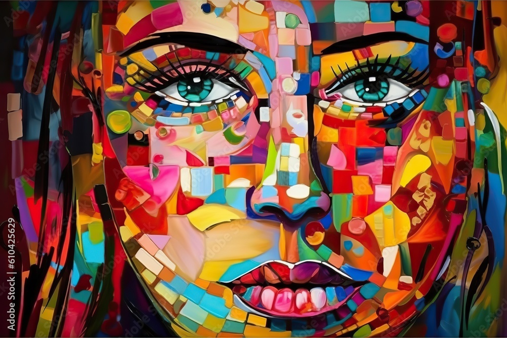 Colorful abstract neon face collage , generative artificial intelligence
Colorful abstract neon face collage , generative artificial intelligence
