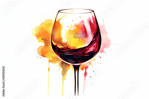 Captivating Wine Glass Painting on White Background
