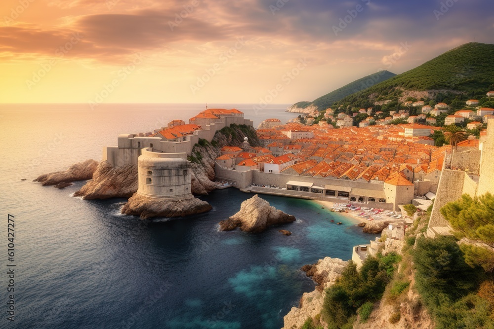  Dubrovnik Croatia romantic holiday , generative artificial intelligence
