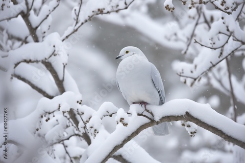 birds in snow trees, generative artificial intelligence © Tor Gilje