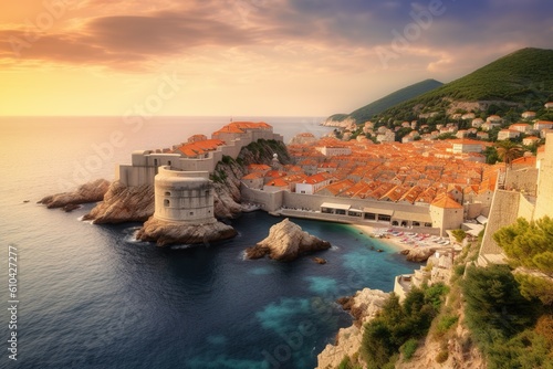  Dubrovnik Croatia romantic holiday , generative artificial intelligence 