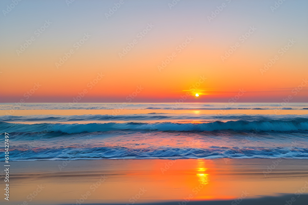 Orange sea sunset. Generative AI.