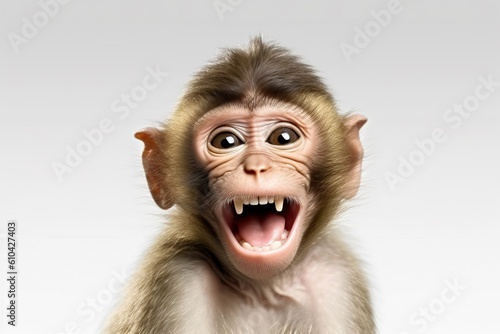 A monkey with its mouth open and it's mouth wide open. Isolated © Nedrofly