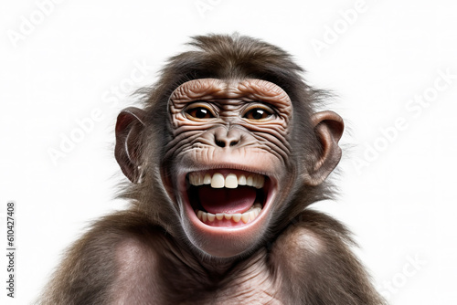 A monkey with its mouth open and it's mouth wide open. Isolated © Nedrofly