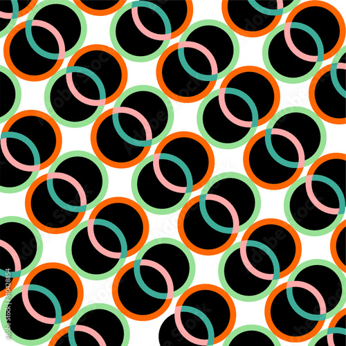 Vector image of closed rings. Background for printed materials. Intersection of circles. Colored circles on a white background.