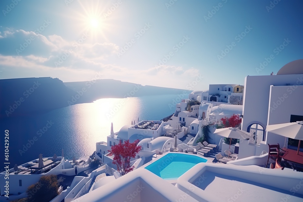 Naklejka premium Santorini Grce romantic holiday destination , generative artificial intelligence 