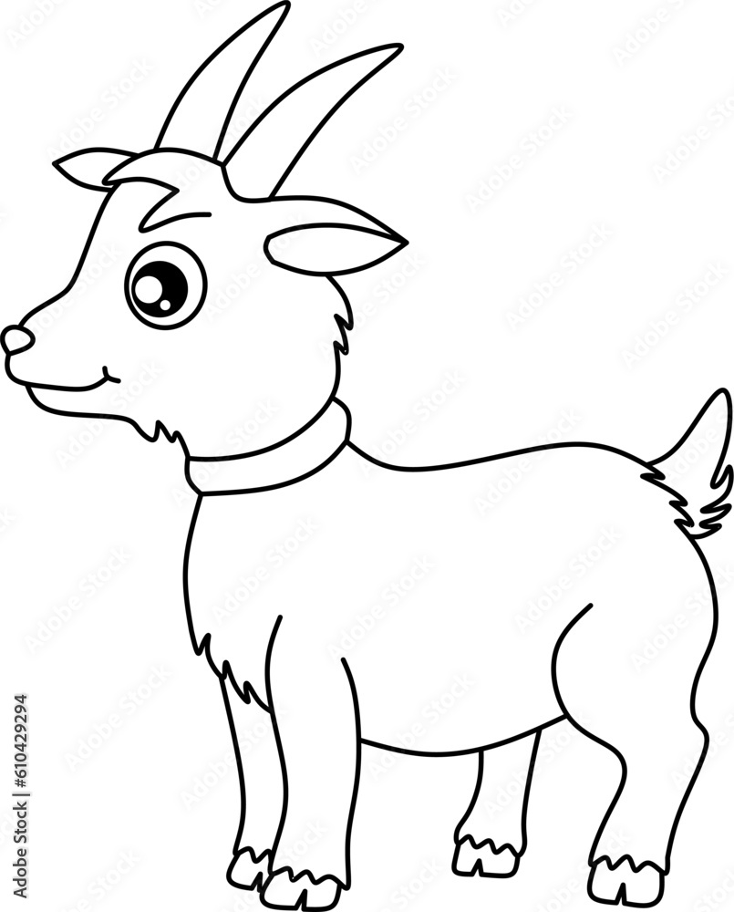 Little goat cartoon line art for coloring book.