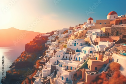 Santorini Grce romantic holiday destination , generative artificial intelligence 
