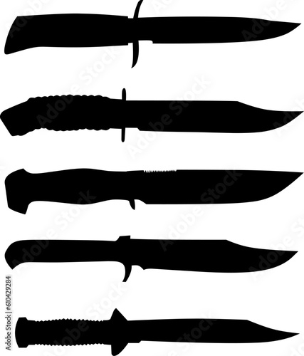 Knives silhouette vector icon set