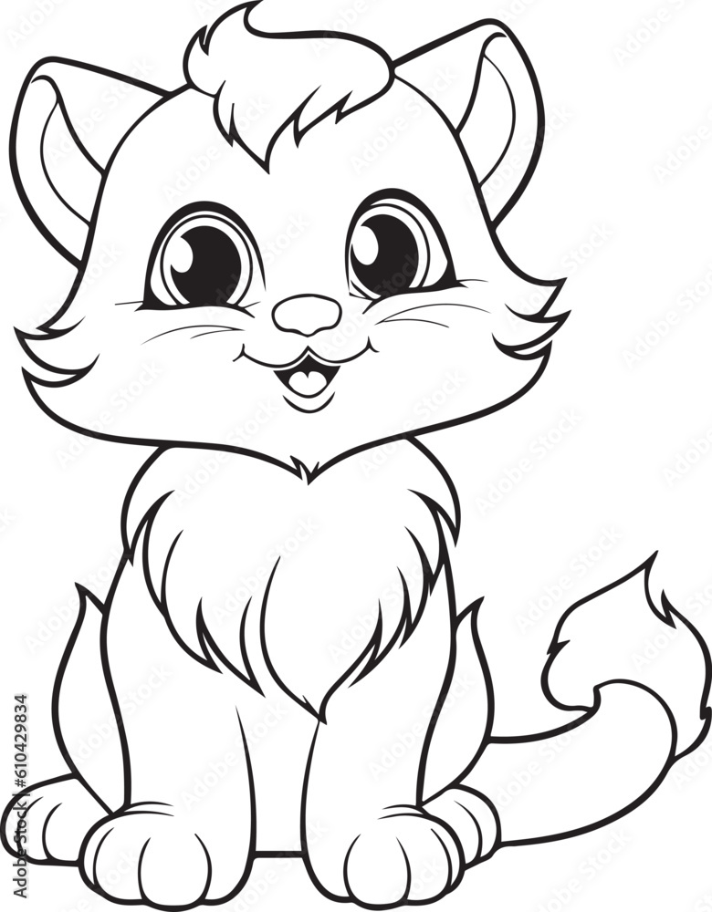 A Cat , colouring book for kids, vector illustration A Cat , colouring book for kids, vector illustration