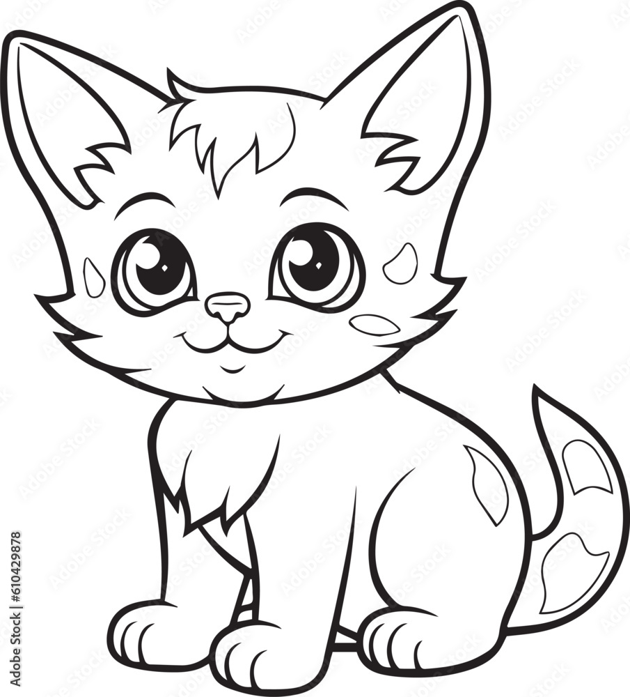 A Cat , colouring book for kids, vector illustration