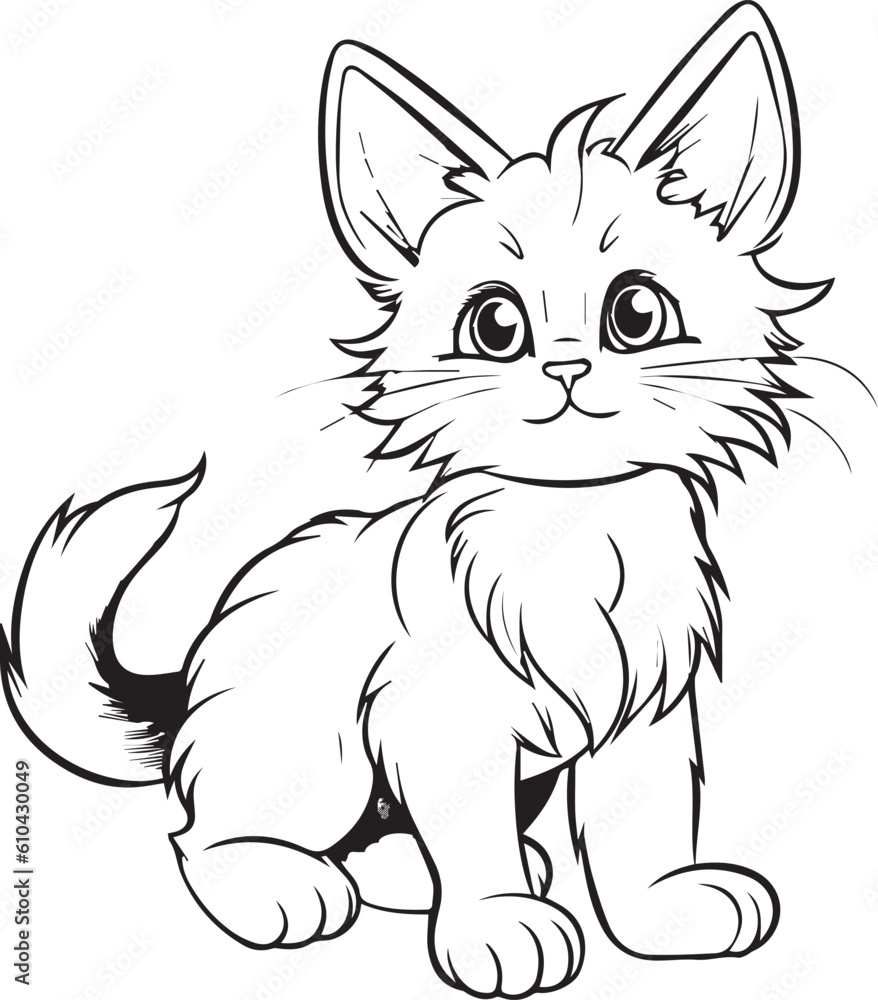 Fototapeta premium A Cat , colouring book for kids, vector illustration