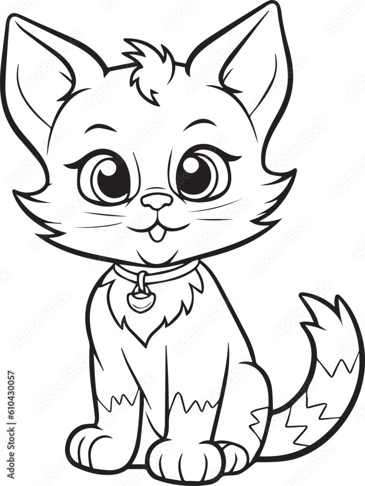 Obraz premium A Cat , colouring book for kids, vector illustration