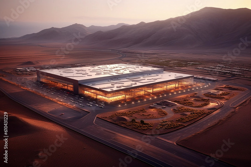 Futuristic electrical car factory