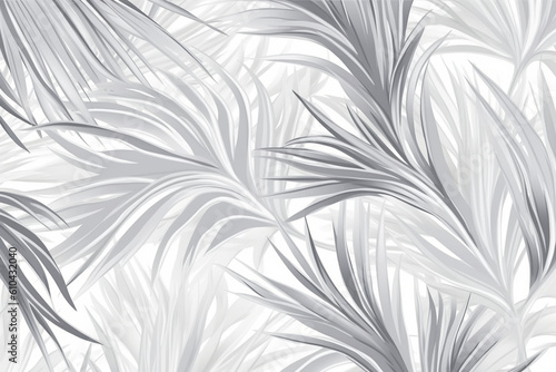 Light Gray and White Palm Leaf Illustration. Generative ai
