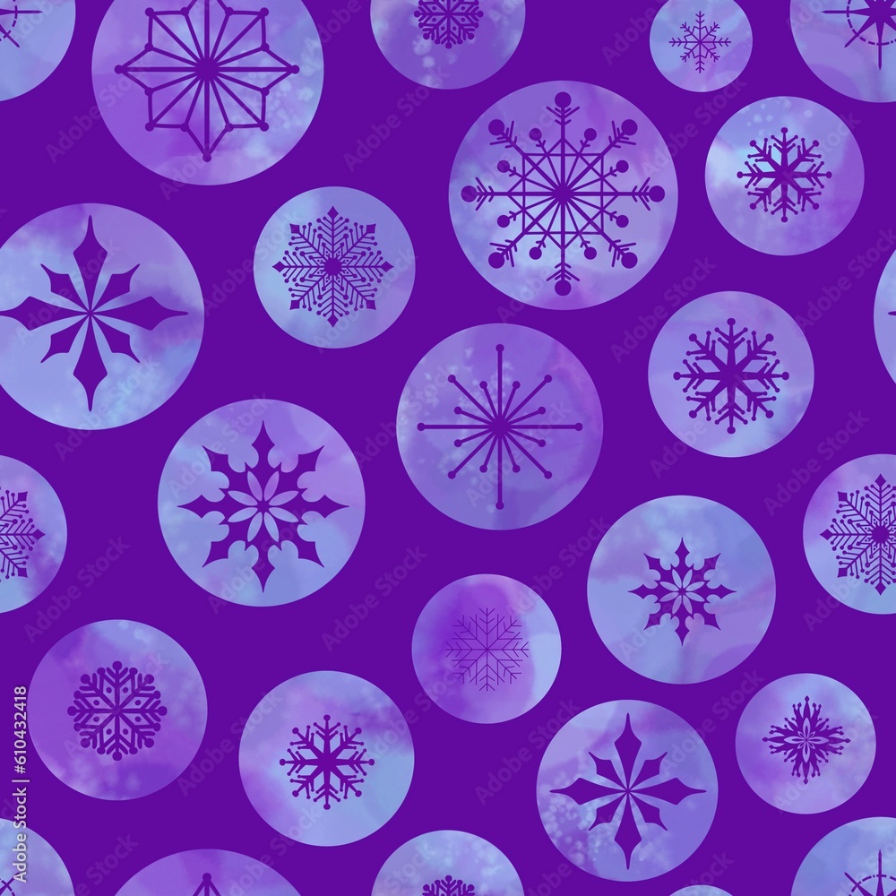 Winter abstract watercolor snowflakes seamless Christmas polka dots pattern for new year gift box and wrapping Winter abstract watercolor snowflakes seamless Christmas polka dots pattern for new year gift box and wrapping
